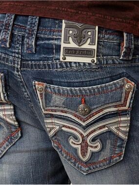 Rock Revival Men's Dark Blue Embroidered Walker Boot